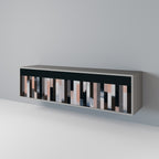 COLLAGE OF RECTANGLES Mueble de TV de 3 Puertas en Acabado Gris