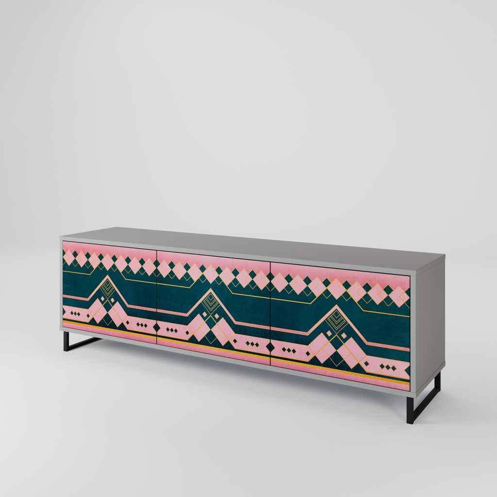 ROYAL COMPOSITION 3-Door TV Stand in Grey Finish