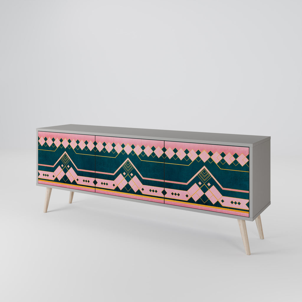 ROYAL COMPOSITION 3-Door TV Stand in Grey Finish
