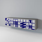 THE RIGHT PLACES Mueble de TV de 3 Puertas en Acabado Gris