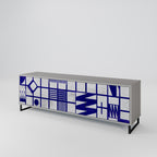 THE RIGHT PLACES Mueble de TV de 3 Puertas en Acabado Gris