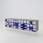 THE RIGHT PLACES Mueble de TV de 3 Puertas en Acabado Gris