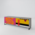 VIVID ART Mueble de TV de 3 Puertas en Acabado Gris