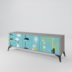 PATHS TO HAPPINESS Mueble de TV de 3 Puertas en Acabado Gris