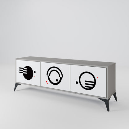 BLACK AND WHITE COMBINATION Mueble de TV de 3 Puertas