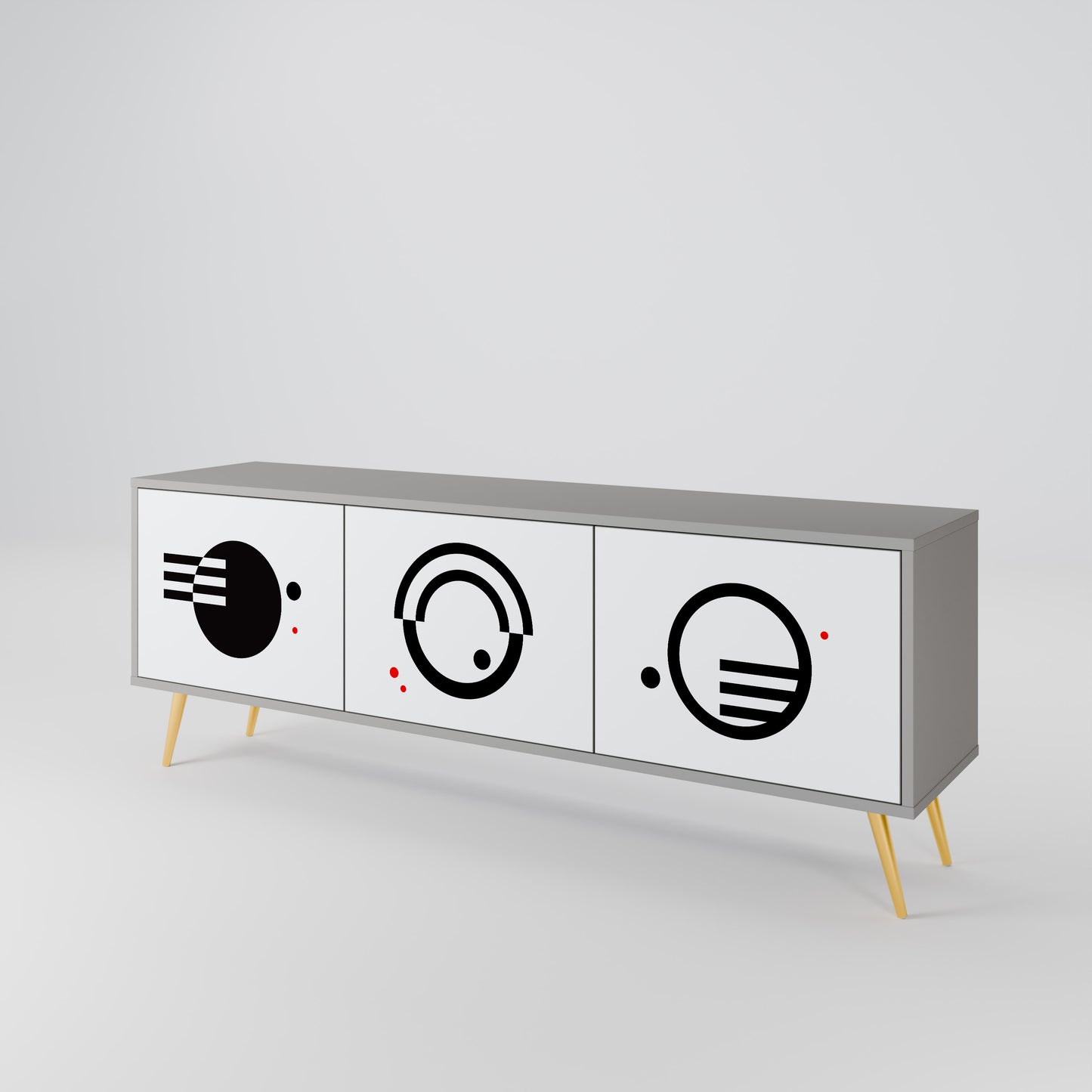 BLACK AND WHITE COMBINATION Mueble de TV de 3 Puertas