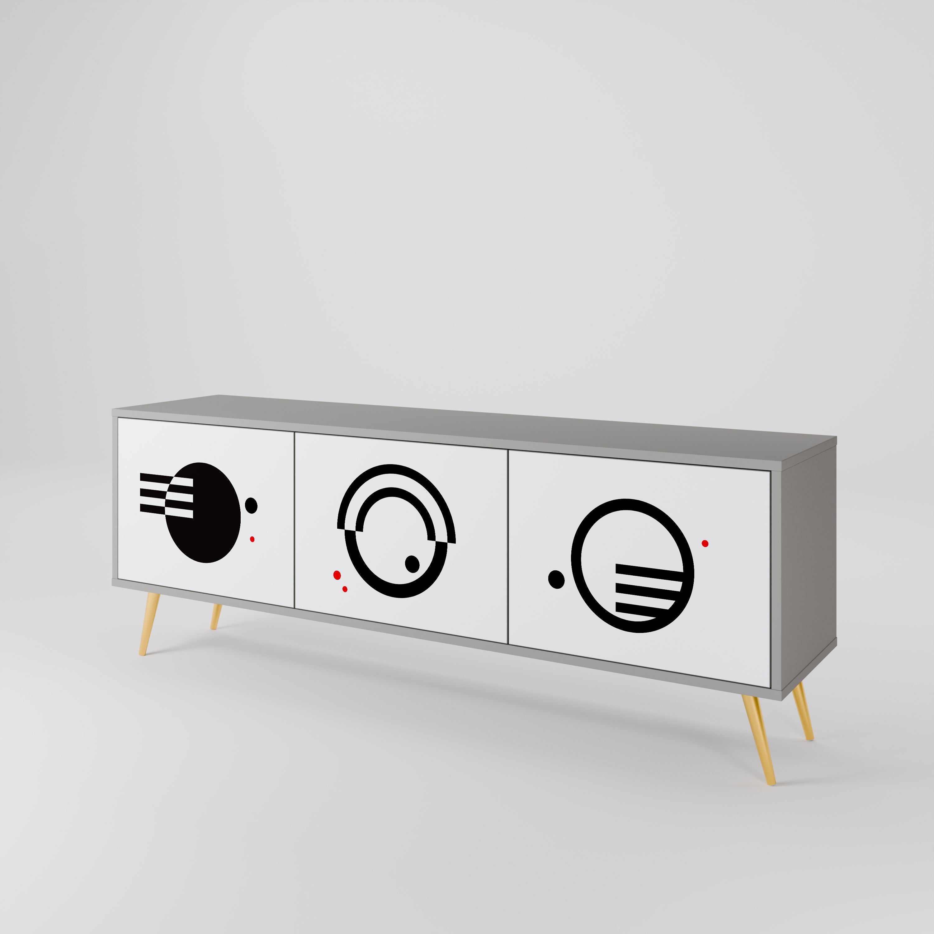 BLACK AND WHITE COMBINATION Mueble de TV de 3 Puertas