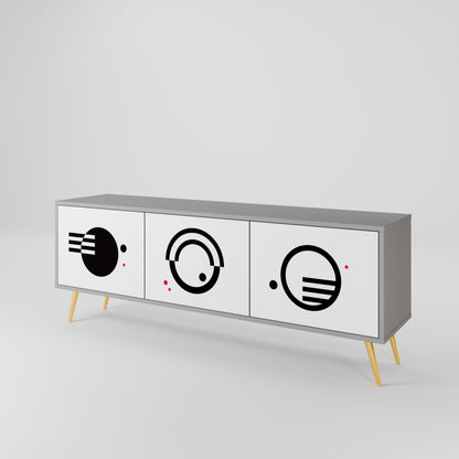 BLACK AND WHITE COMBINATION Mueble de TV de 3 Puertas