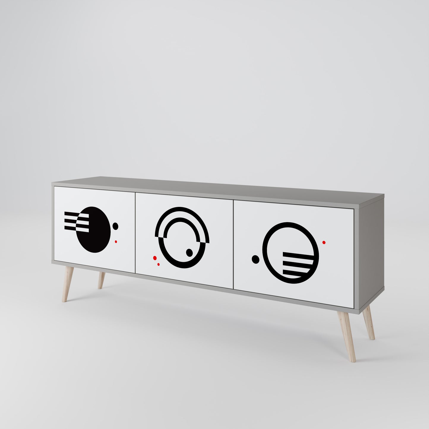 BLACK AND WHITE COMBINATION Mueble de TV de 3 Puertas