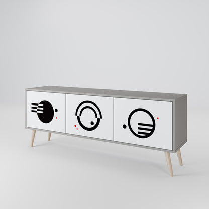 BLACK AND WHITE COMBINATION Mueble de TV de 3 Puertas