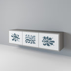 WONDERLAND VEGETATION Mueble de TV de 3 Puertas en Acabado Gris