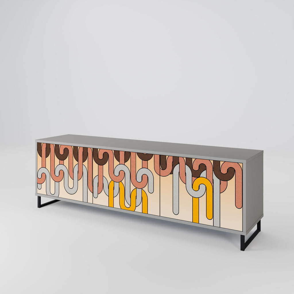 Mueble de TV de 3 puertas COLORFUL STRINGS en acabado gris