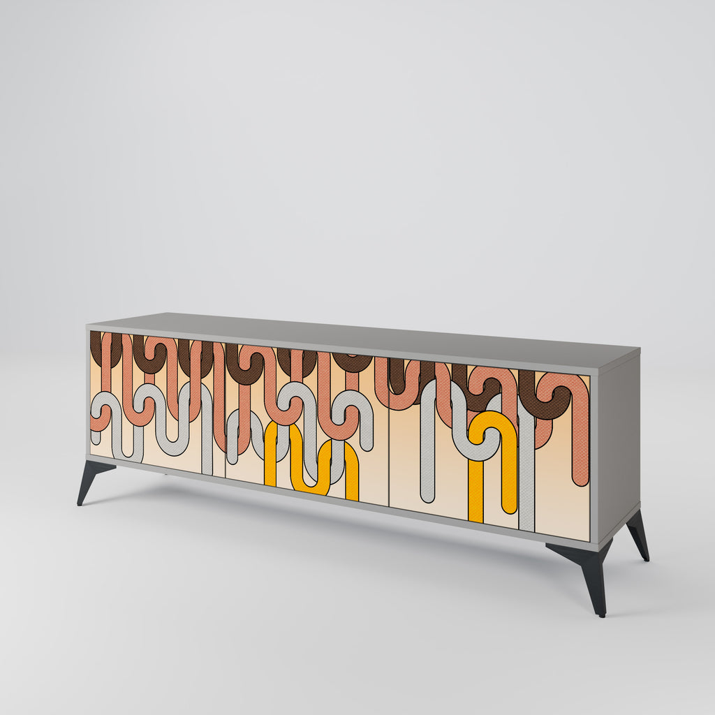 Mueble de TV de 3 puertas COLORFUL STRINGS en acabado gris