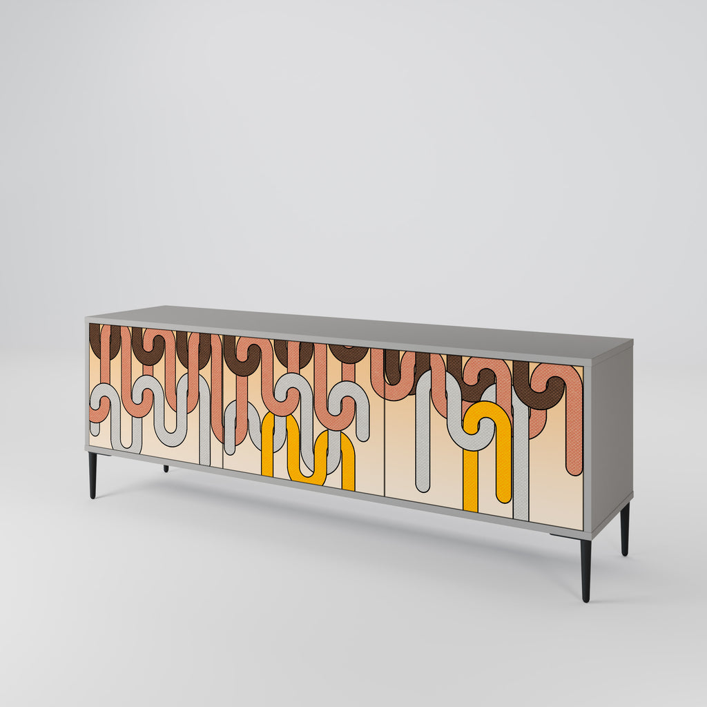 Mueble de TV de 3 puertas COLORFUL STRINGS en acabado gris