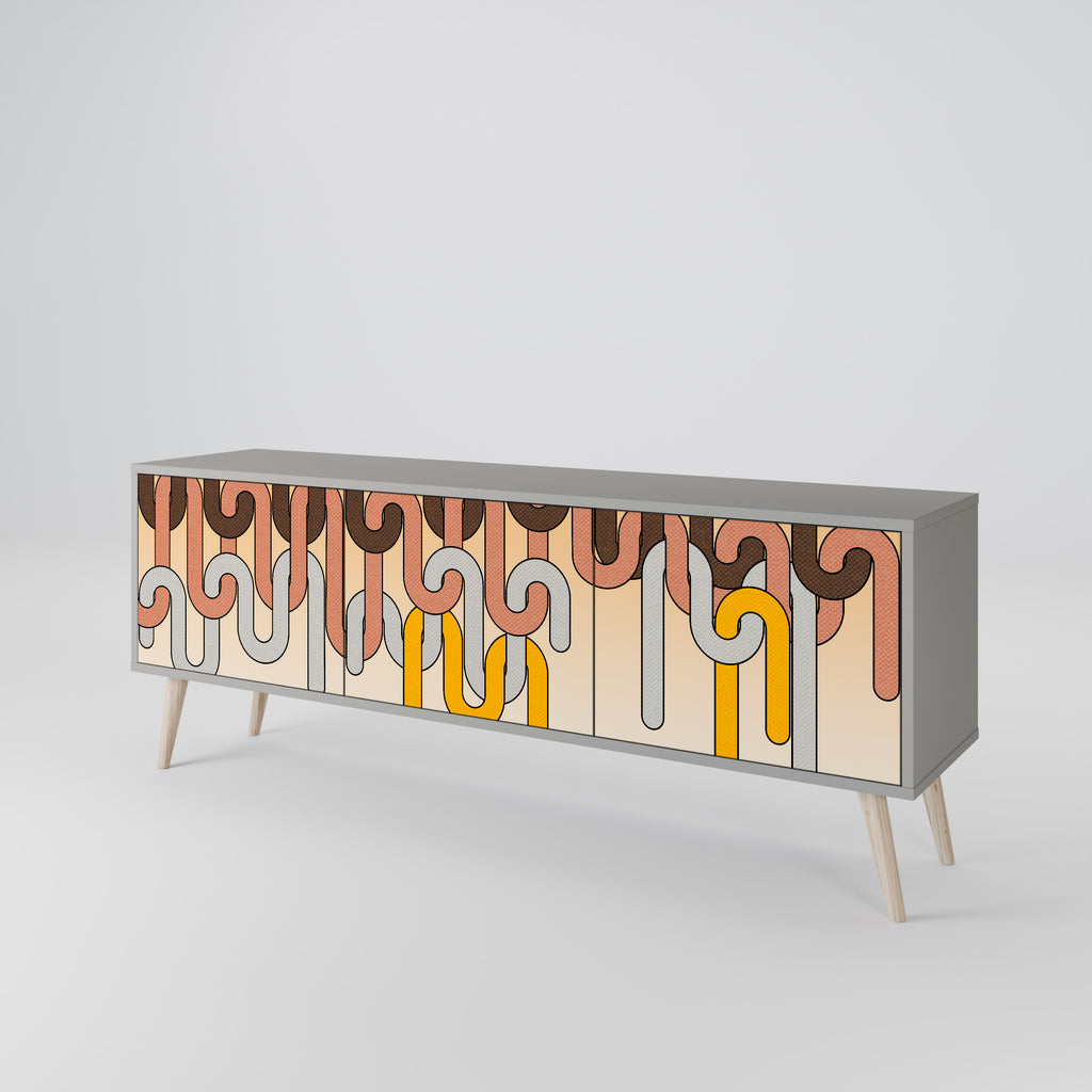 Mueble de TV de 3 puertas COLORFUL STRINGS en acabado gris