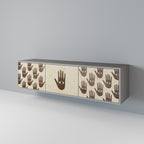 SEE MORE Mueble de TV de 3 Puertas en Acabado Gris