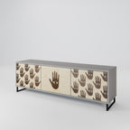 SEE MORE Mueble de TV de 3 Puertas en Acabado Gris