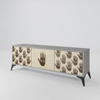 SEE MORE Mueble de TV de 3 Puertas en Acabado Gris