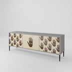 SEE MORE Mueble de TV de 3 Puertas en Acabado Gris