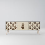 SEE MORE Mueble de TV de 3 Puertas en Acabado Gris