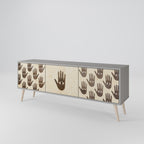 SEE MORE Mueble de TV de 3 Puertas en Acabado Gris