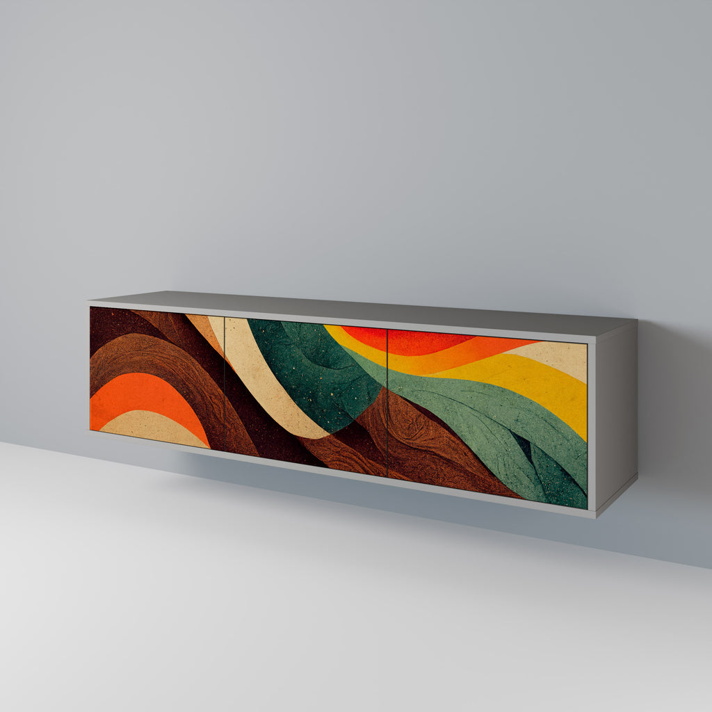 Mueble de TV de 3 puertas COLORFUL STRANDS en acabado gris