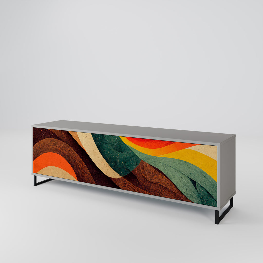 Mueble de TV de 3 puertas COLORFUL STRANDS en acabado gris