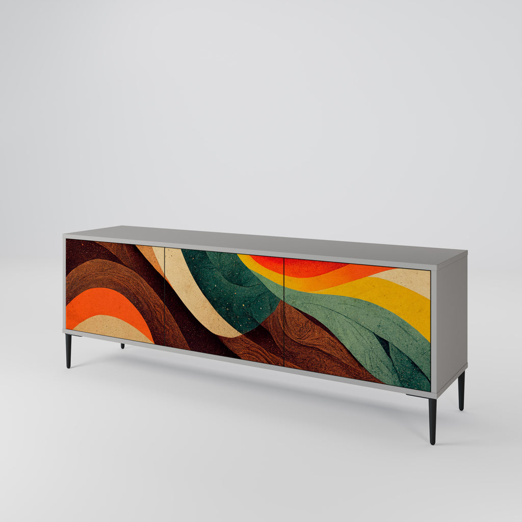 Mueble de TV de 3 puertas COLORFUL STRANDS en acabado gris
