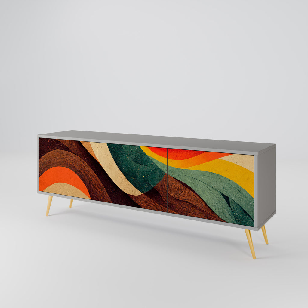 Mueble de TV de 3 puertas COLORFUL STRANDS en acabado gris