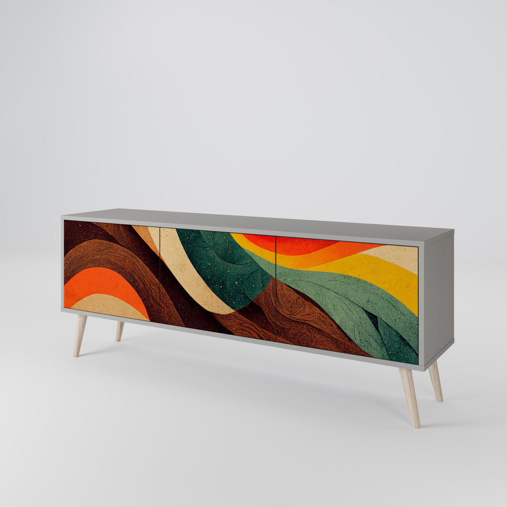 Mueble de TV de 3 puertas COLORFUL STRANDS en acabado gris