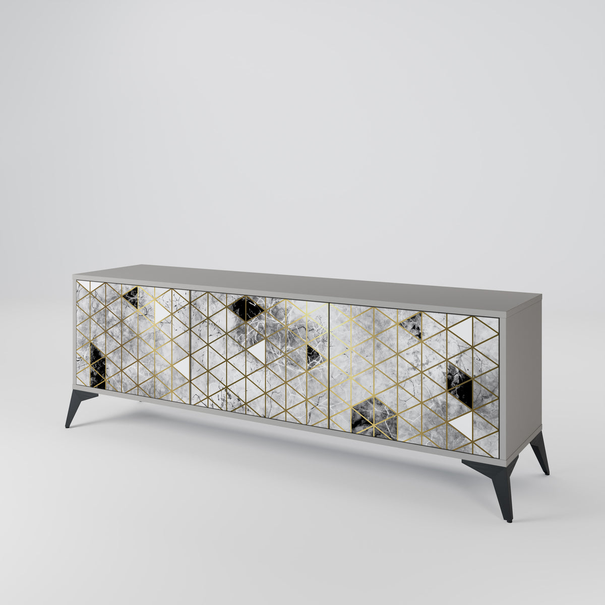 ASHEN ARIA Mueble de TV de 3 Puertas