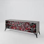 BROKEN LINES Mueble de TV de 3 Puertas en Acabado Gris