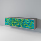 NOSTALGIC MEMORIES 3-Door TV Stand in Grey Finish