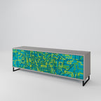 NOSTALGIC MEMORIES 3-Door TV Stand in Grey Finish