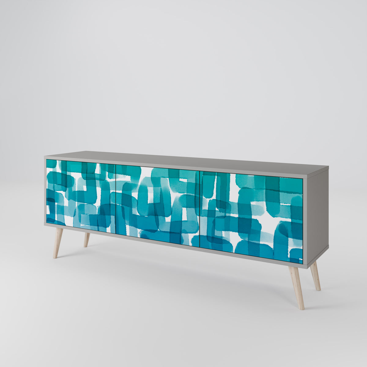 TURQUOISE RECTANGLES Mueble de TV de 3 Puertas