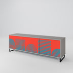 RISING GEOMETRY STARS 3-Door TV Stand in Grey Finish