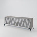 SOLID ZIG ZAG Mueble de TV de 3 Puertas en Acabado Gris