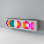 SYMPHONY OF COLORS Mueble de TV de 3 Puertas en Acabado Gris