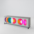 SYMPHONY OF COLORS Mueble de TV de 3 Puertas en Acabado Gris