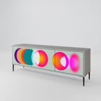 SYMPHONY OF COLORS Mueble de TV de 3 Puertas en Acabado Gris