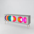 SYMPHONY OF COLORS Mueble de TV de 3 Puertas en Acabado Gris