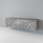 CIRCLE CONCRETE Mueble de TV de 3 Puertas en Acabado Gris