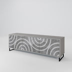 CIRCLE CONCRETE Mueble de TV de 3 Puertas en Acabado Gris