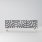 CIRCLE CONCRETE Mueble de TV de 3 Puertas en Acabado Gris