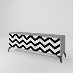 CLASSIC ZIG ZAG Mueble de TV de 3 Puertas en Acabado Gris