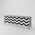CLASSIC ZIG ZAG Mueble de TV de 3 Puertas en Acabado Gris
