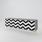 CLASSIC ZIG ZAG Mueble de TV de 3 Puertas en Acabado Gris
