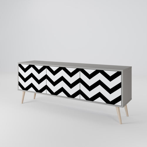 CLASSIC ZIG ZAG Mueble de TV de 3 Puertas en Acabado Gris