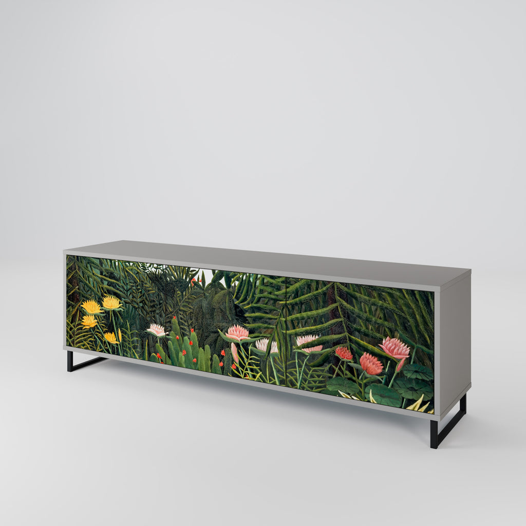 VIRGIN FOREST WITH SUNSET 3-Door TV Stand in Grey Finish