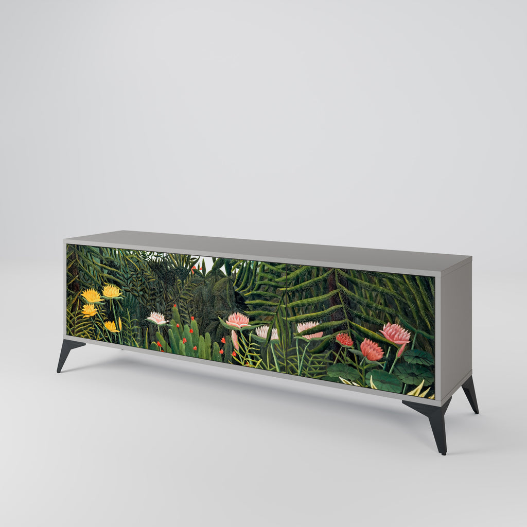 VIRGIN FOREST WITH SUNSET 3-Door TV Stand in Grey Finish
